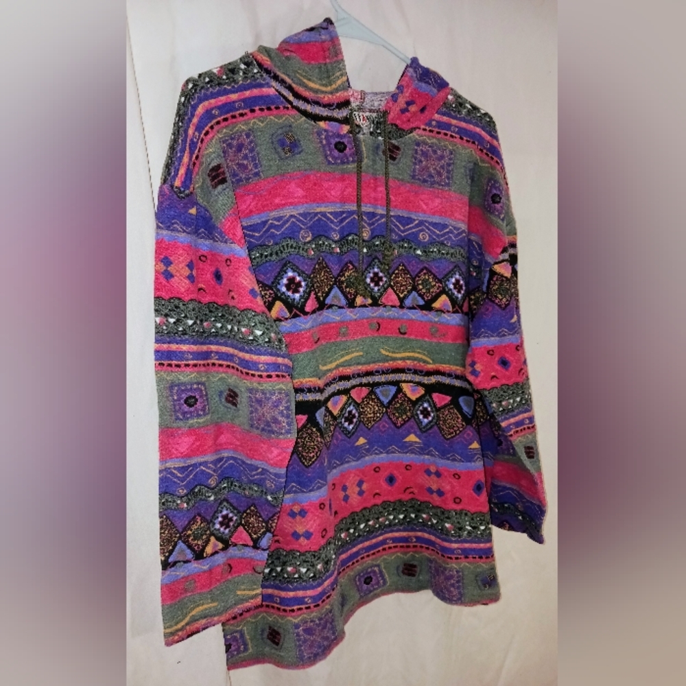 Vintage Stefano International Multicolor Aztec Hoodie/Pullover Size M